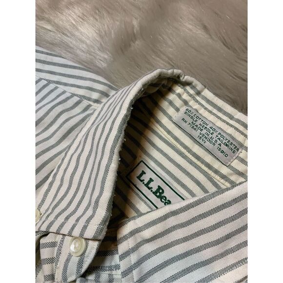 L.L. Bean Mens Shirt Striped Button Up Pocket Short Sleeve Size 15.5 - Picture 7 of 7